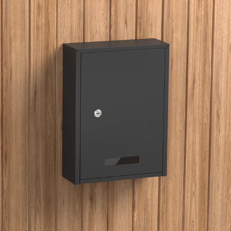 charcoal mailbox on timberwall