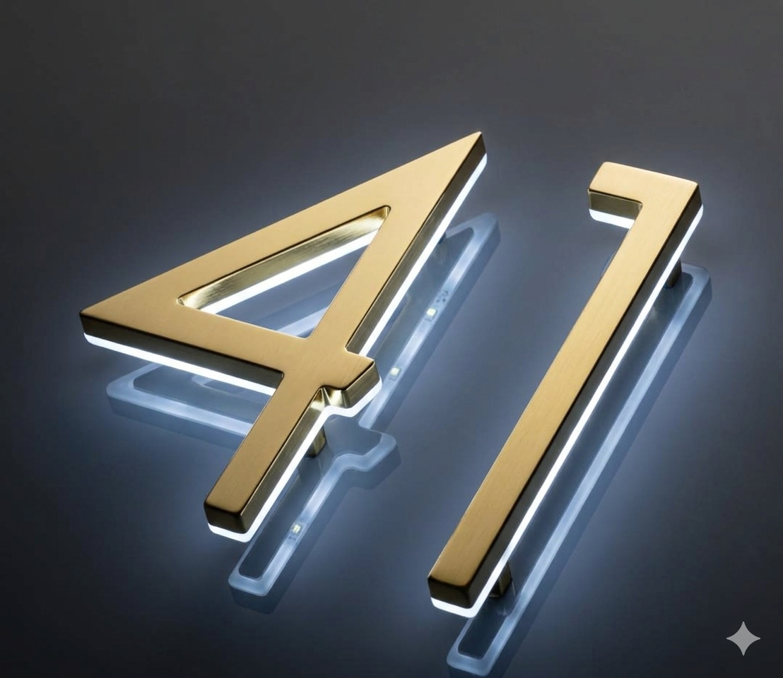 Antique Brass LED house numbers