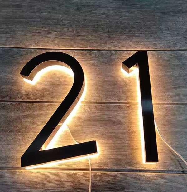 Solar 25cm Metal LED House Numbers