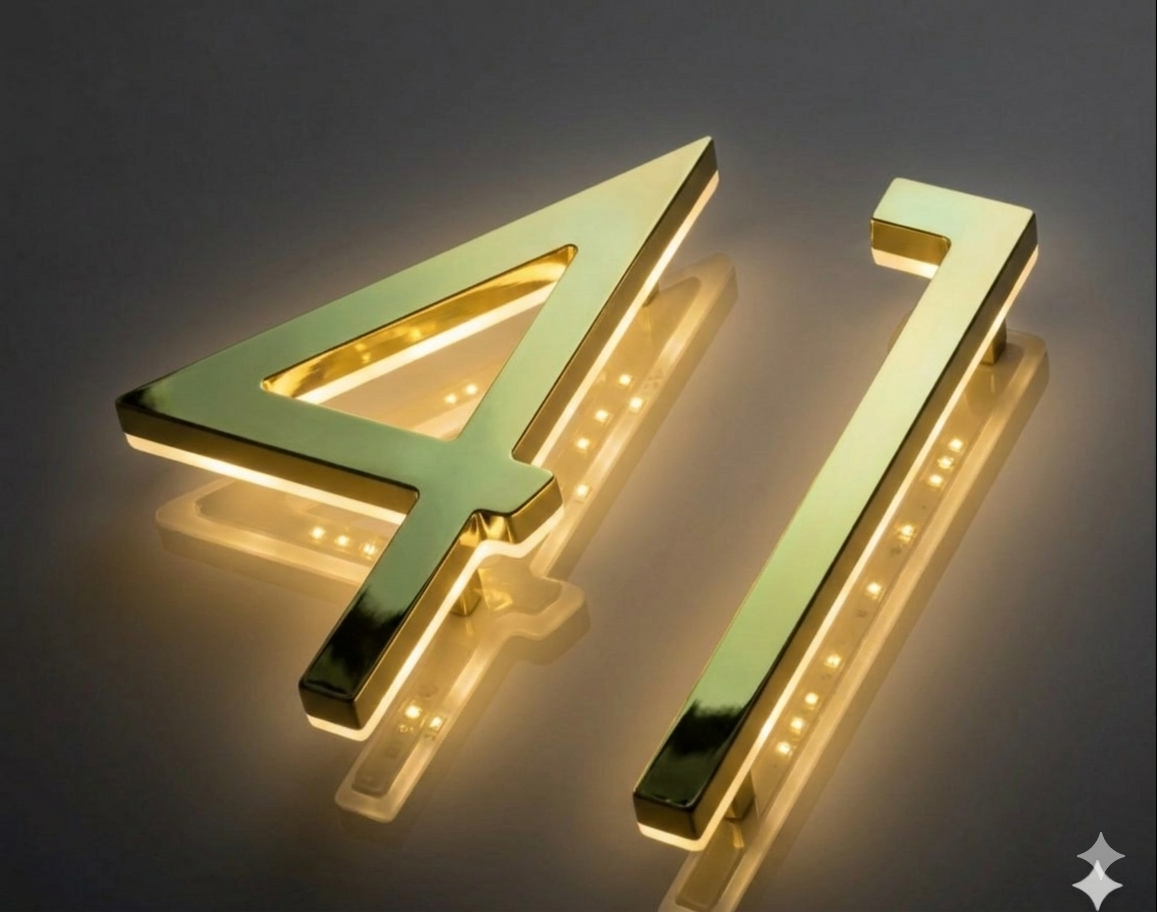 Gold LED house numbers