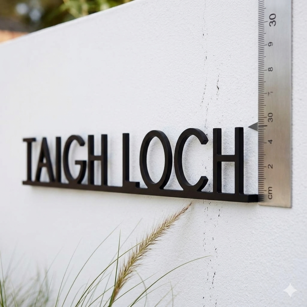 Floating Metal House Sign - Mock up